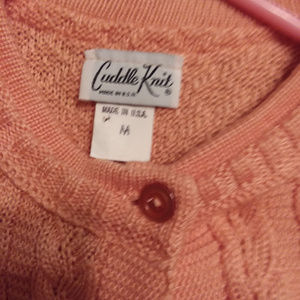 Cuddle Knit Mixed Knit Peach Cardigan